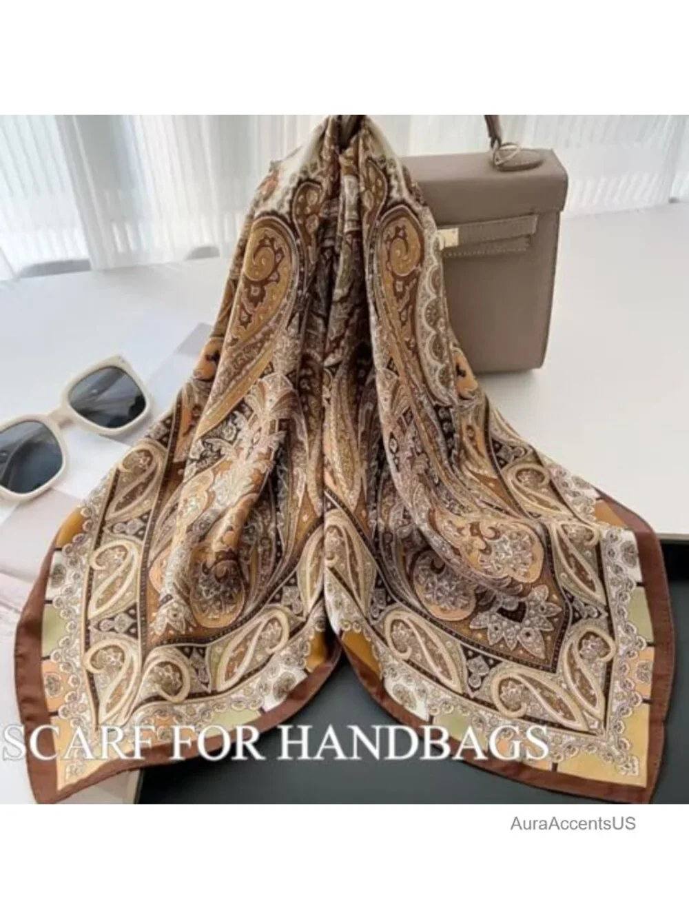Satin Silk Feeling Hair Scarf for Women Lightweight Fashion Bag Scarf